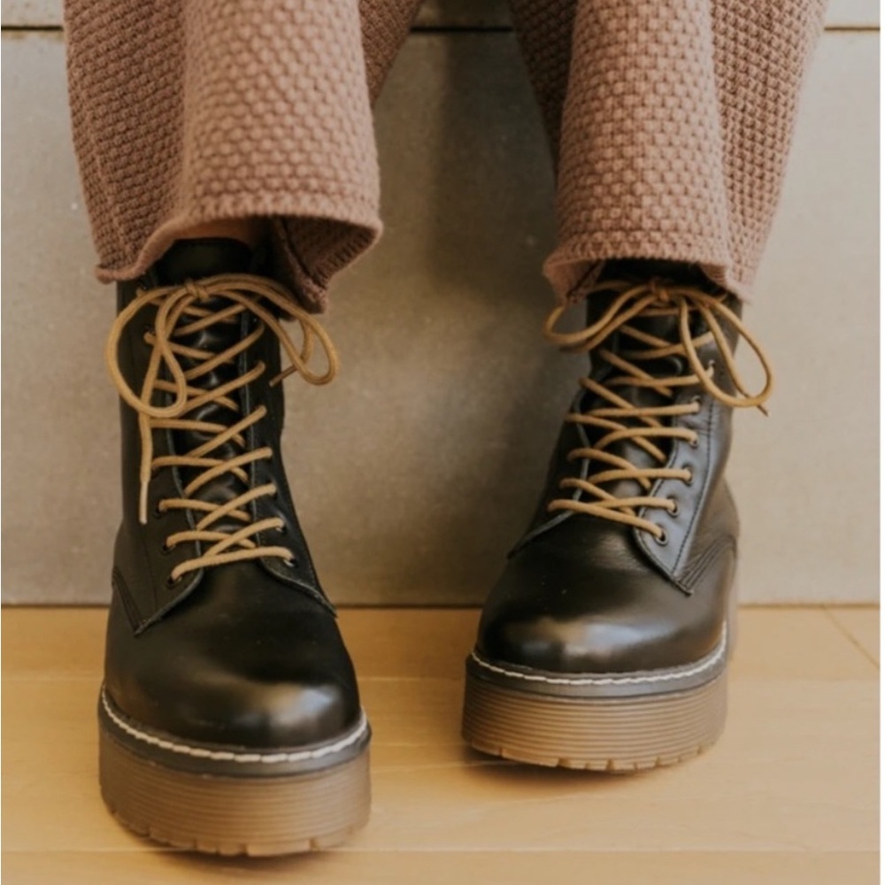 ROOLEE Elvis Black Platform Lace Up Boots